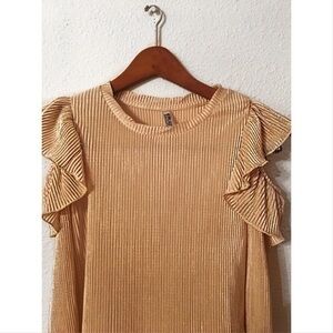 Beautees golden cold shoulder ruffle blouse NWOT